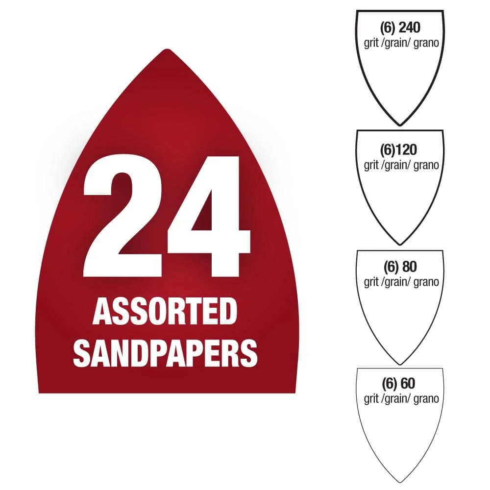 1-7/8 in. Sandpaper Kit Detail Sanding Pad and Assorted (24-Pack) by GENESIS - Image 2