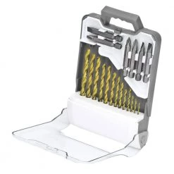 Universal Titanium-Coated Drill/Driver Bit Set with Durable Clear Plastic Storage Case (19-Piece) by GENESIS