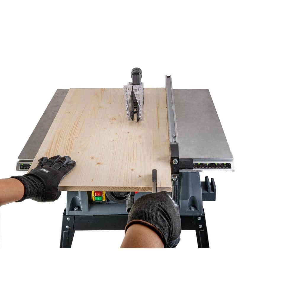 10 in. 15 Amp Table Saw with Metal Stand, Miter Gauge, Push Stick and Rip Fence by GENESIS - Image 6