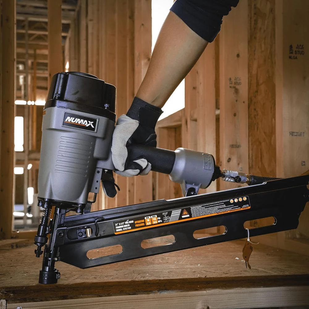 Pneumatic 21 Degree 3-1/2 in. Full Round Head Framing Nailer with Nails (500-Count) by NuMax - Image 7