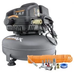 3 Gal. 1/2 HP Portable Electric Oil-Free Pancake Air Compressor with 25 ft. Air Hose and 11-Piece Inflation Kit by NuMax