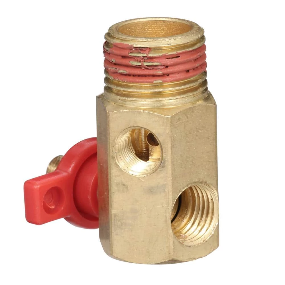 1/2 in. NPT Tank x 1/4 in. NPT Hose x 1/8 in. NPT Gauge Brass Air Tank Manifold by Powermate - Image 3