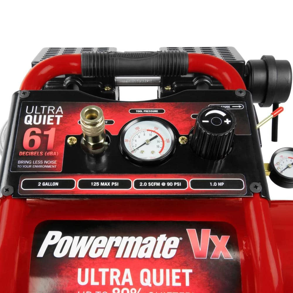 2 Gal. 125 PSI 1 HP Ultra Quiet Oil Free Electric Air Compressor by Powermate - Image 2