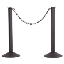 US Weight ChainBoss Black Stanchion with 10 ft. of Black Plastic Chain per Stanchion - Fillable Bases (2-Pack) by USW