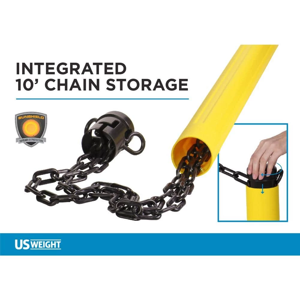 US Weight ChainBoss Yellow Stanchion with 10 ft. of Yellow Plastic Chain per Stanchion- Fillable Base (2-Pack) by USW - Image 5