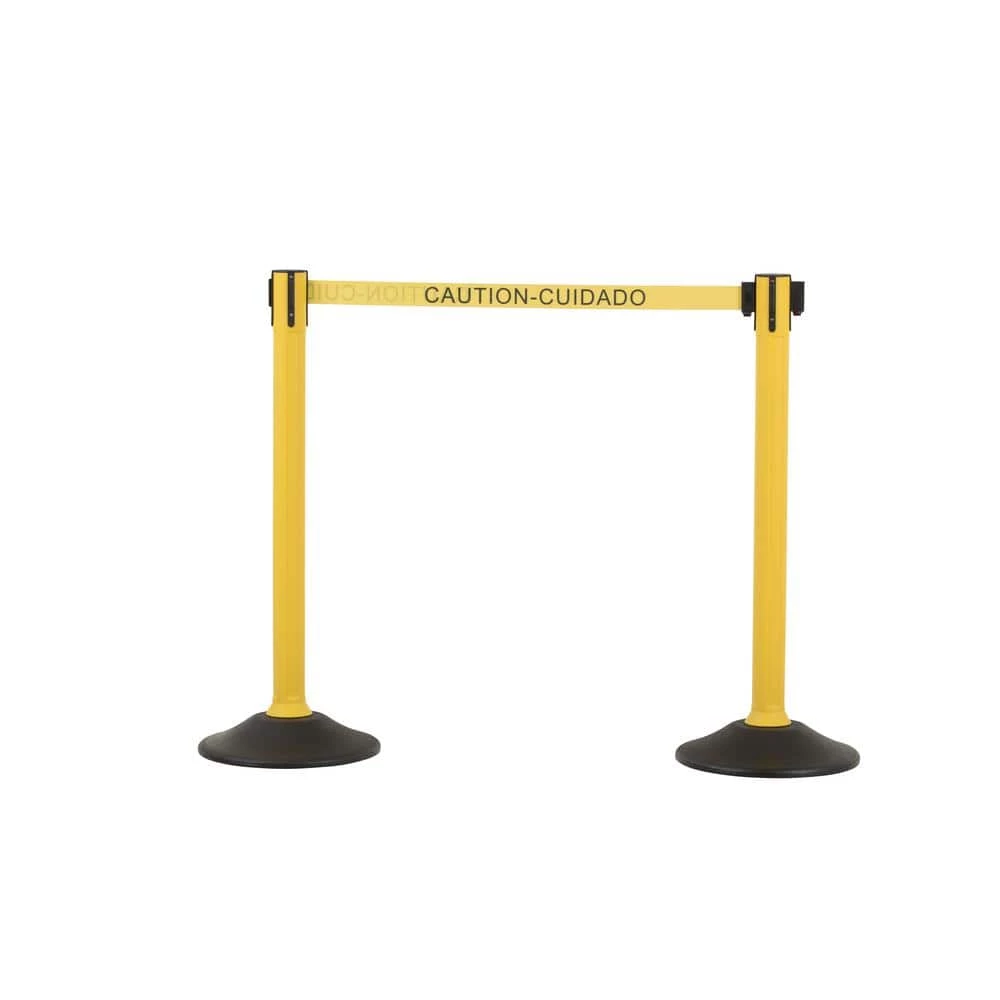 US Weight Sentinel Yellow Stanchion with 6.5 ft. Caution Retractable Belt (2-Pack) by USW