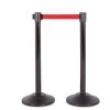 US Weight Heavy-Duty Black Premium Steel Stanchion with 7.5 ft. Red Retractable Belt (2-Pack) by USW