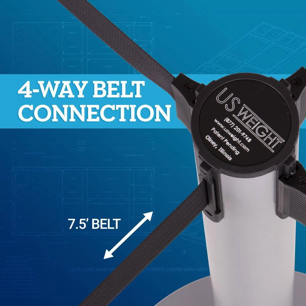 US Weight Heavy-Duty Silver Premium Steel Stanchion with 7.5 ft. Blue Retractable Belt (2-Pack) by USW - Image 7