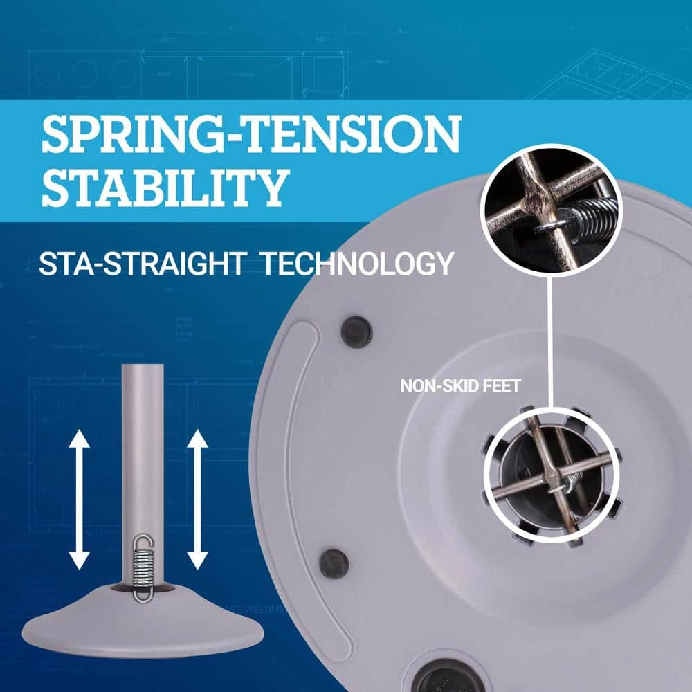 US Weight Heavy-Duty Silver Premium Steel Stanchion with 7.5 ft. Blue Retractable Belt (2-Pack) by USW - Image 6