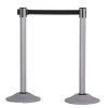 US Weight Heavy-Duty Silver Premium Steel Stanchion with 13 ft. Black Retractable Belt (2-Pack) by USW