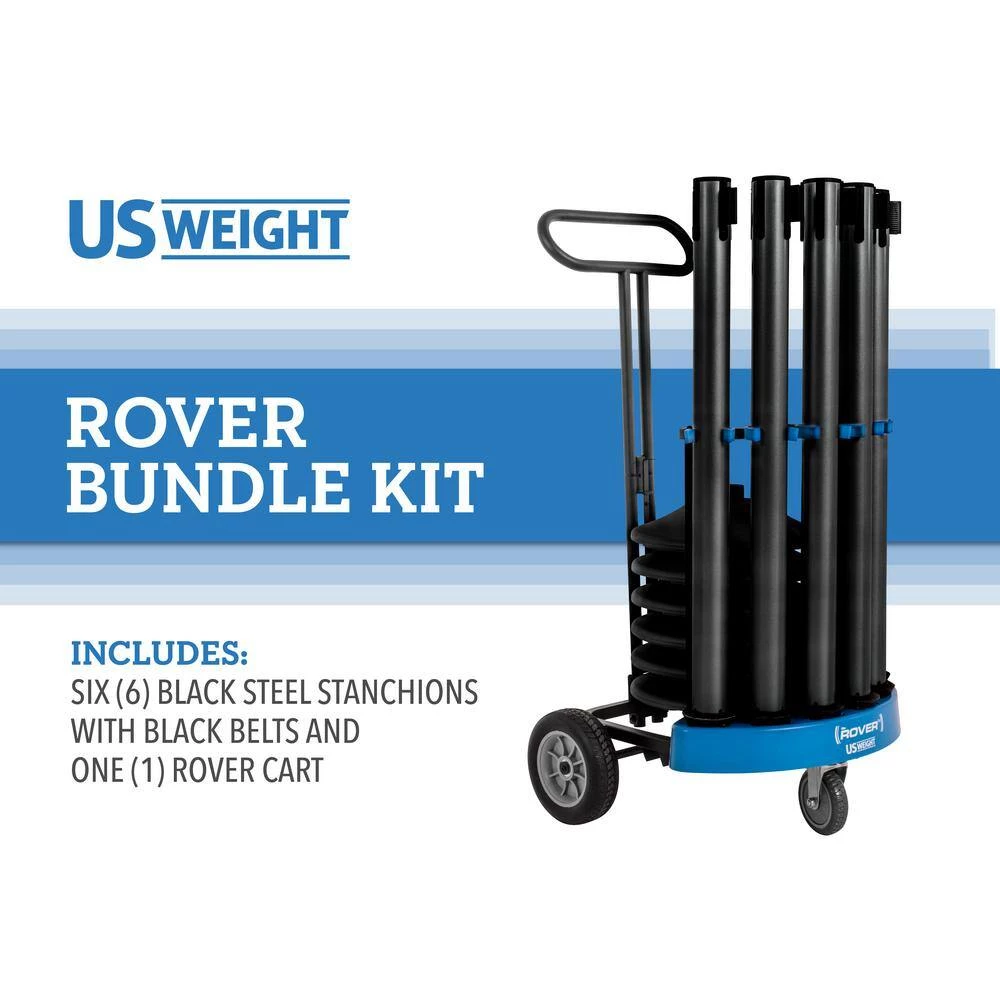 6 Black Steel US Weight Rover Stanchion Cart Kit- Stanchions and Cart by USW - Image 2